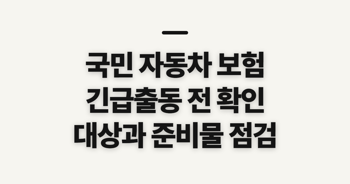 국민 자동차 보험 긴급출동 전 대상과 준비 확인