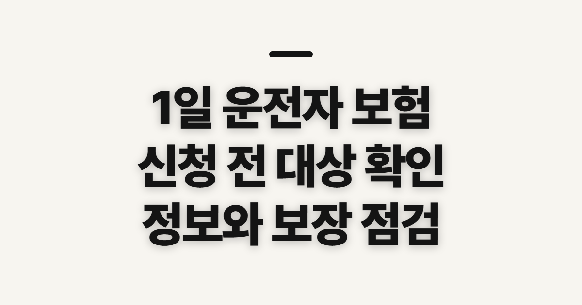 1일 운전자 보험 가입 전 대상과 준비사항 확인