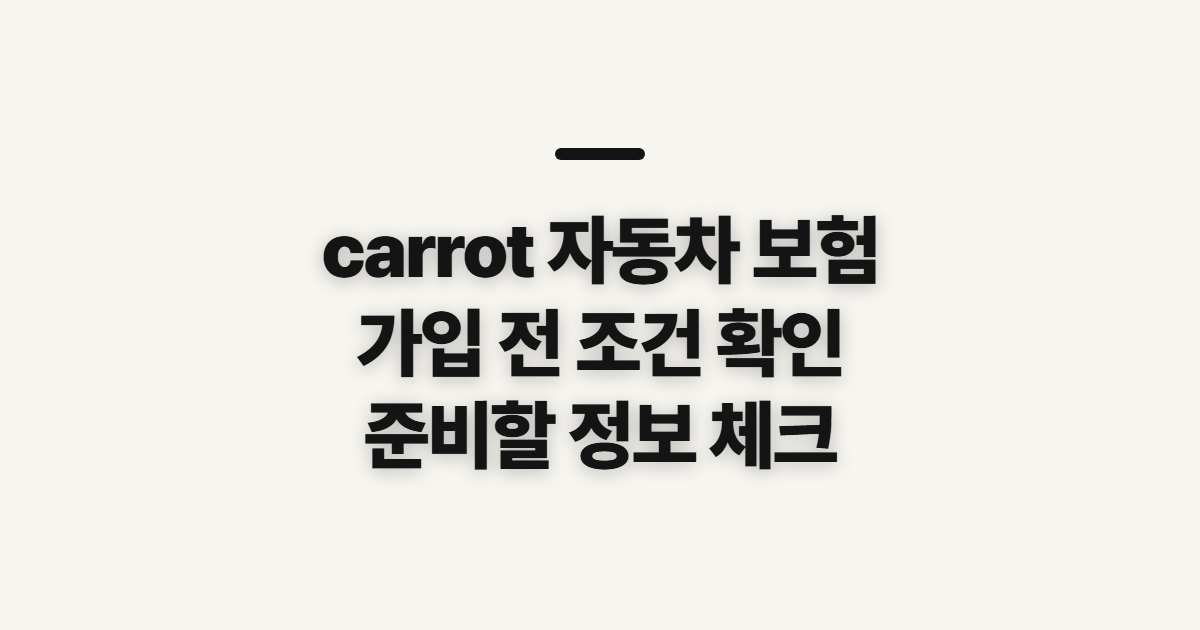 carrot 자동차 보험 가입 전 대상과 준비 확인
