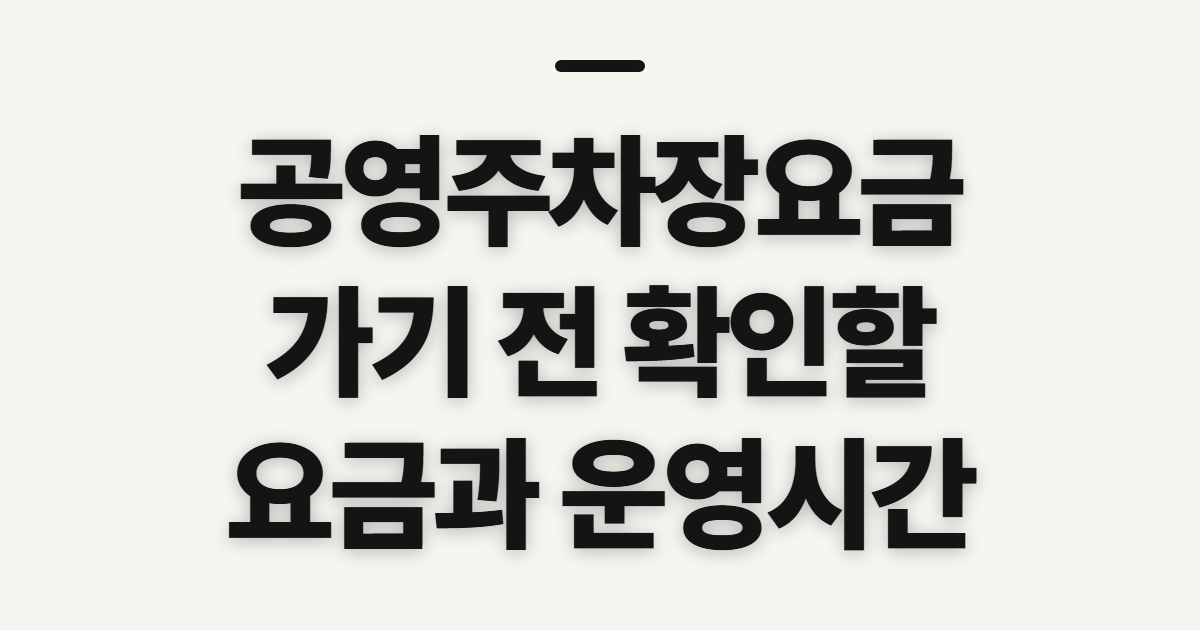 공영주차장요금, 예상 금액을 가늠할 확인 기준