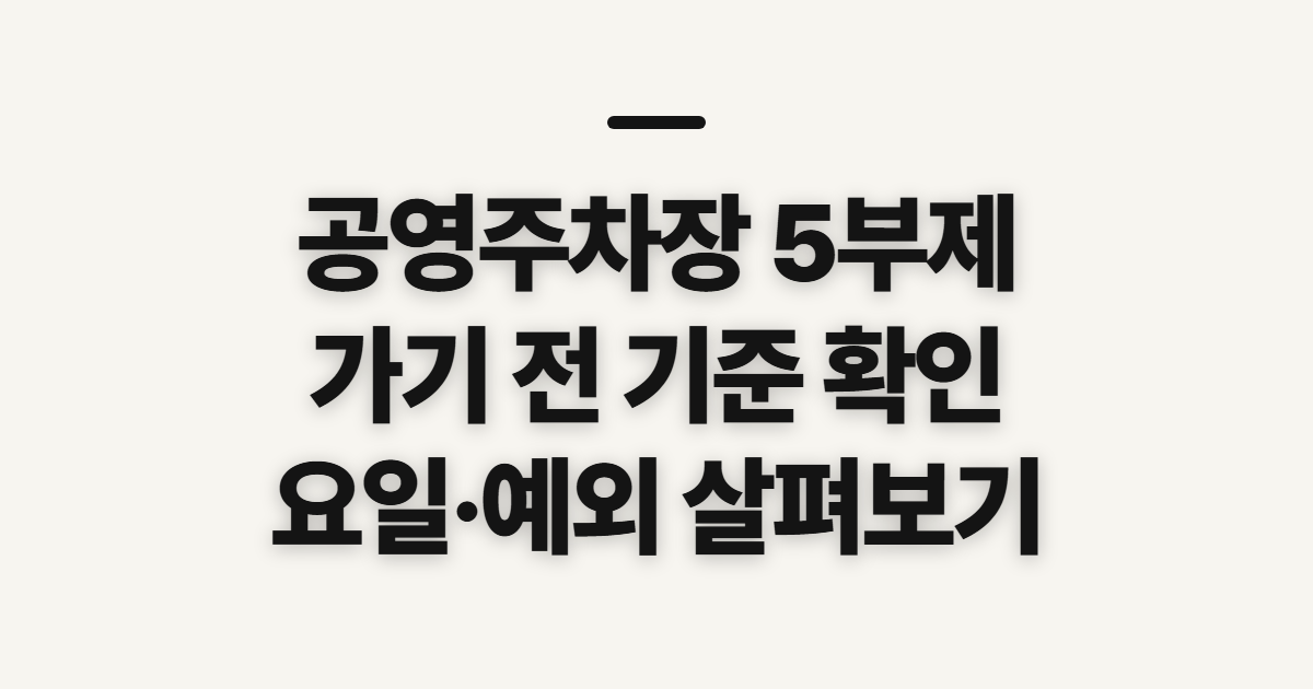 공영주차장 5부제, 방문 전 적용 기준과 확인 순서