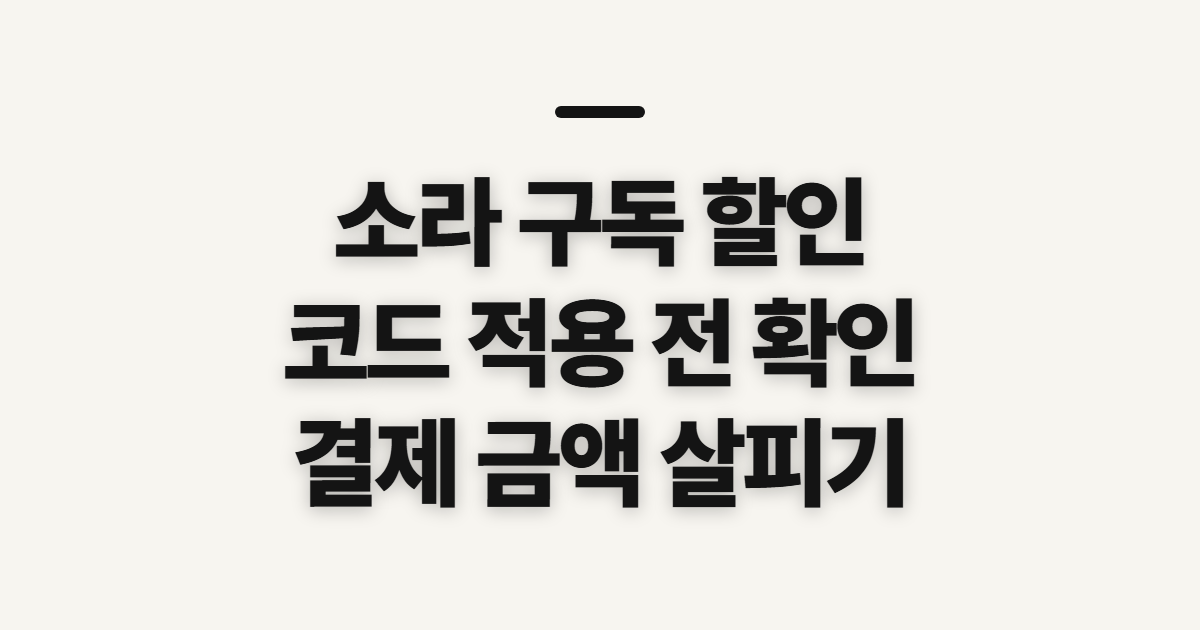 소라 구독 할인 어떤 조건일까? 코드 적용과 결제 전 금액 확인할 점 정리