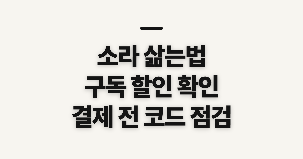 소라 삶는법 구독 할인 어떤 조건일까? 코드 적용 전 결제 확인 방법