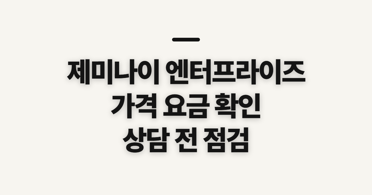 제미나이 엔터프라이즈 가격 요금 안내, 상담 전 확인할 점