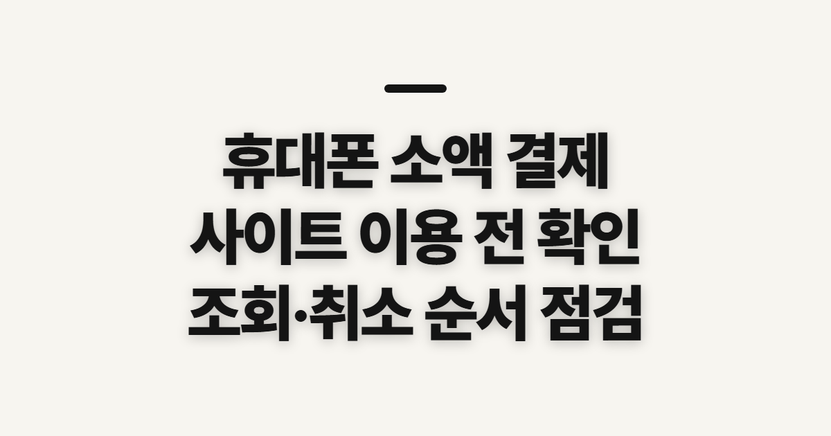휴대폰 소액 결제 사이트, 이용 전 확인할 순서