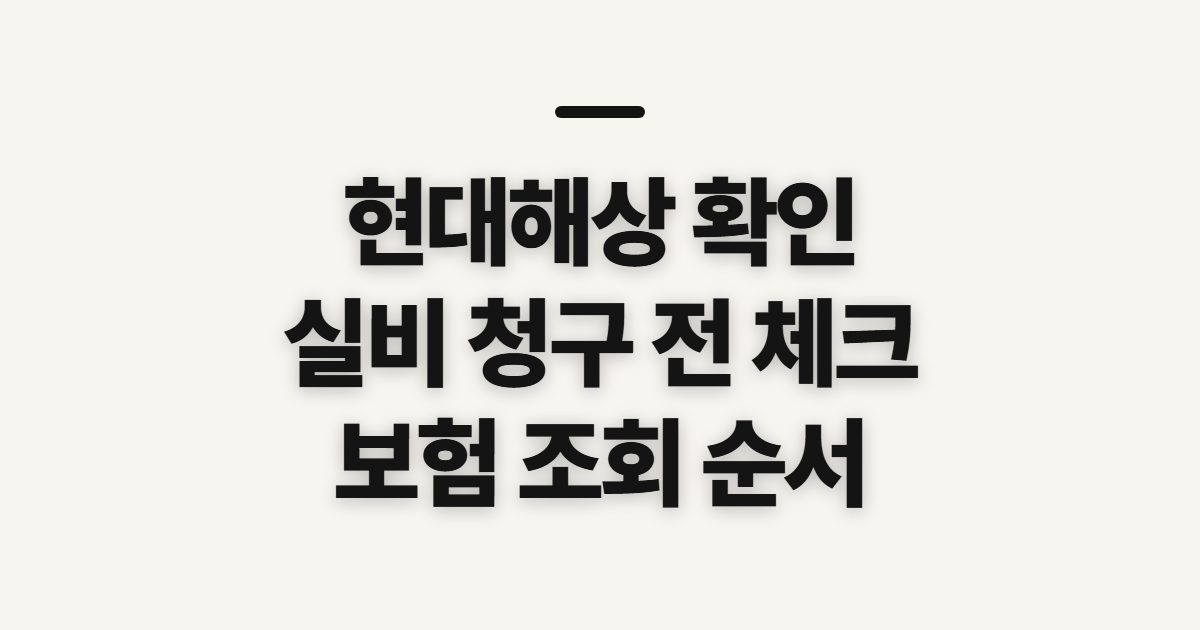 현대해상, 실비 청구와 보험 조회 전 확인할 점