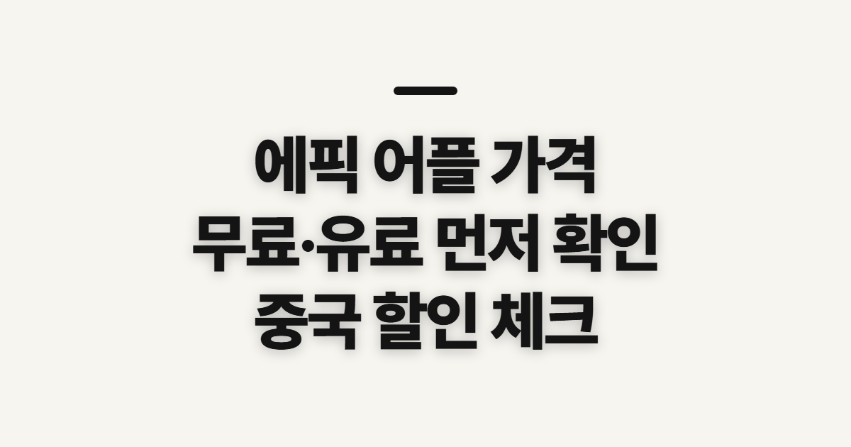 에픽 어플 무료 중국 유료 할인 가격, 결제 전 확인 순서