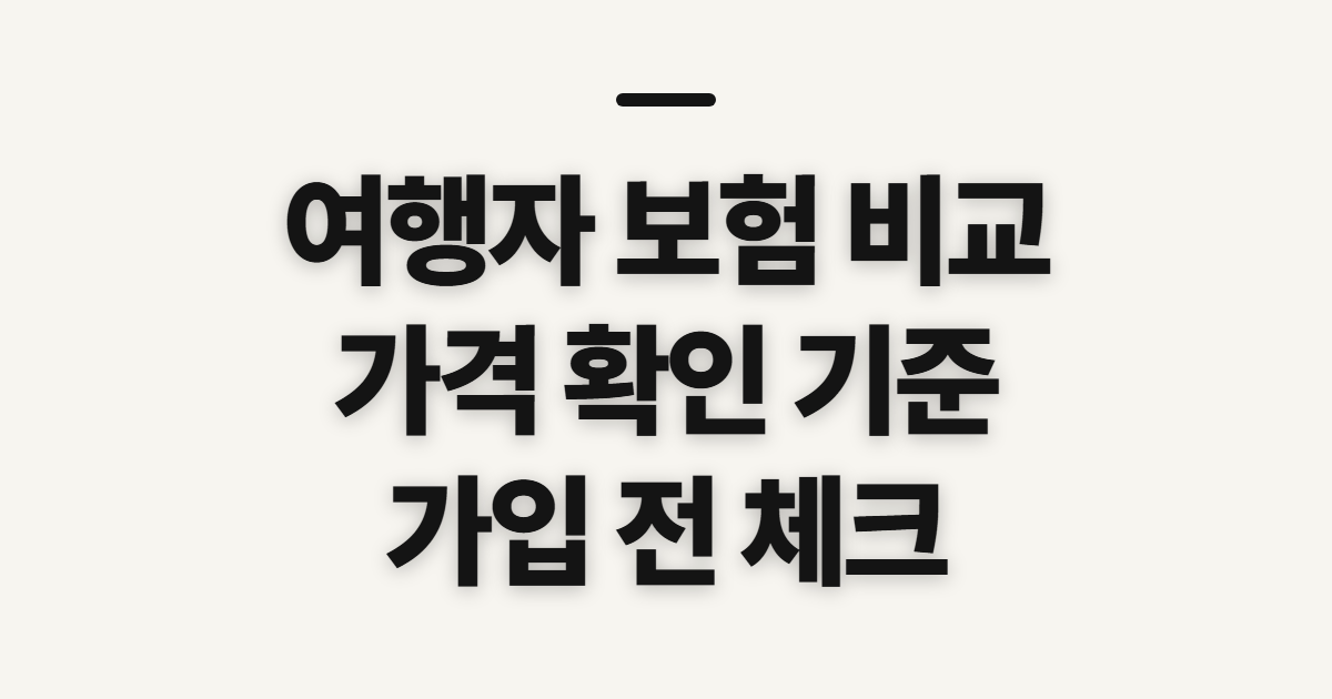 여행자 보험 비교, 국내외 가격 확인 기준