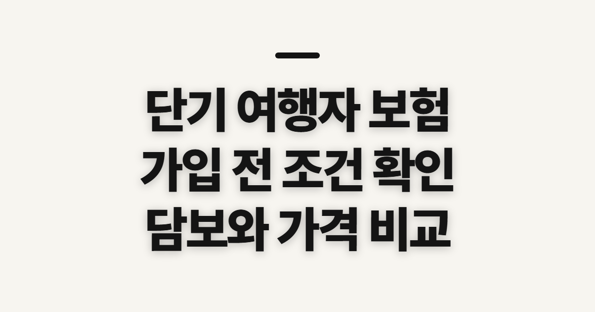 단기 여행자 보험, 국내·해외와 장기 가입 전 확인할 점
