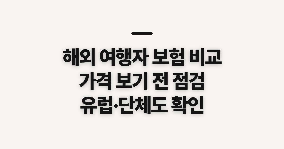 해외 여행자 보험 비교, 가격과 보장 한도 살피기 전 확인할 것