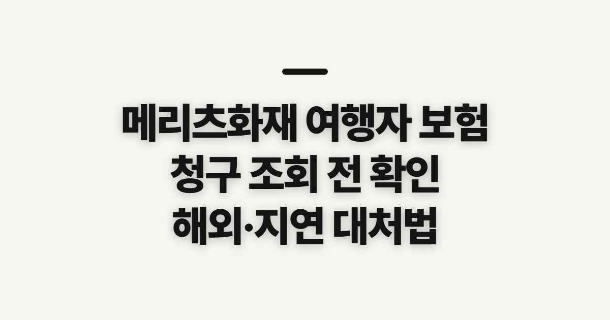 메리츠화재 여행자 보험, 청구 조회 전 해외·지연 확인 사항