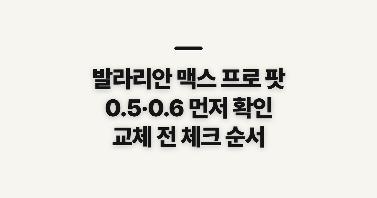 발라리안 맥스 프로 팟, 0.5·0.6 교체 전 확인할 점