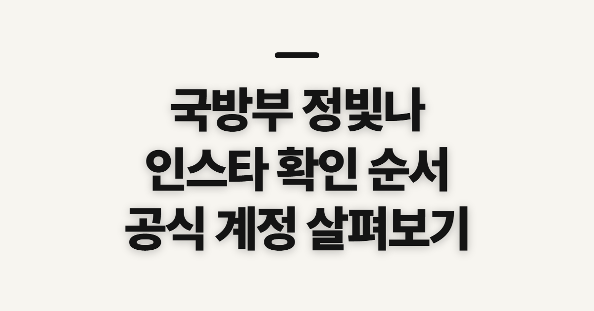 국방부 정빛나, 인스타 계정 확인 전 살펴볼 점