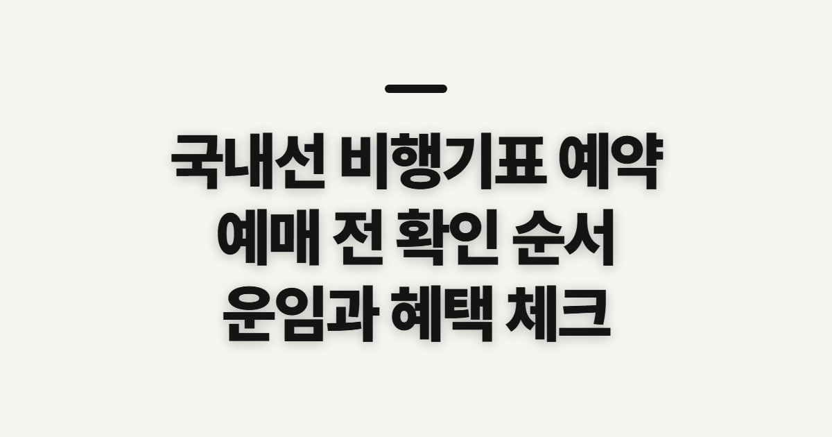국내선 비행기표 예약, 예매 방법과 순서 전 확인할 점