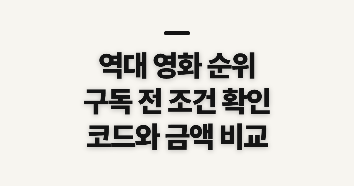 역대 영화 순위 구독 할인 어떤 조건일까? 코드 적용 전 결제 조건 확인 정리