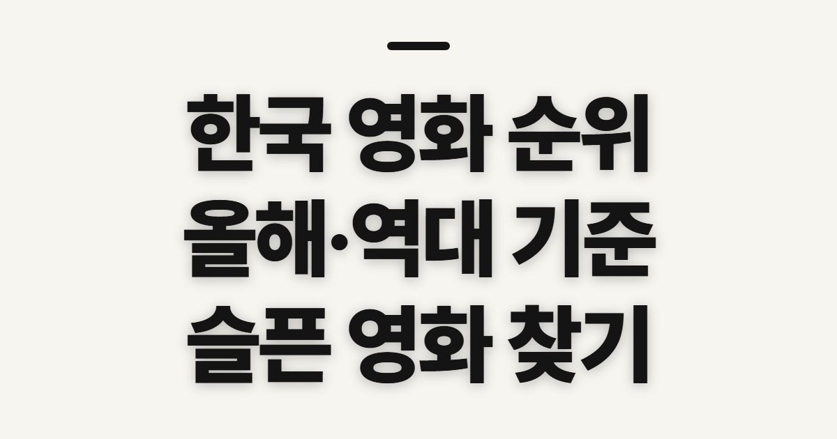 한국 영화 순위, 올해와 역대작 비교 전 확인할 기준