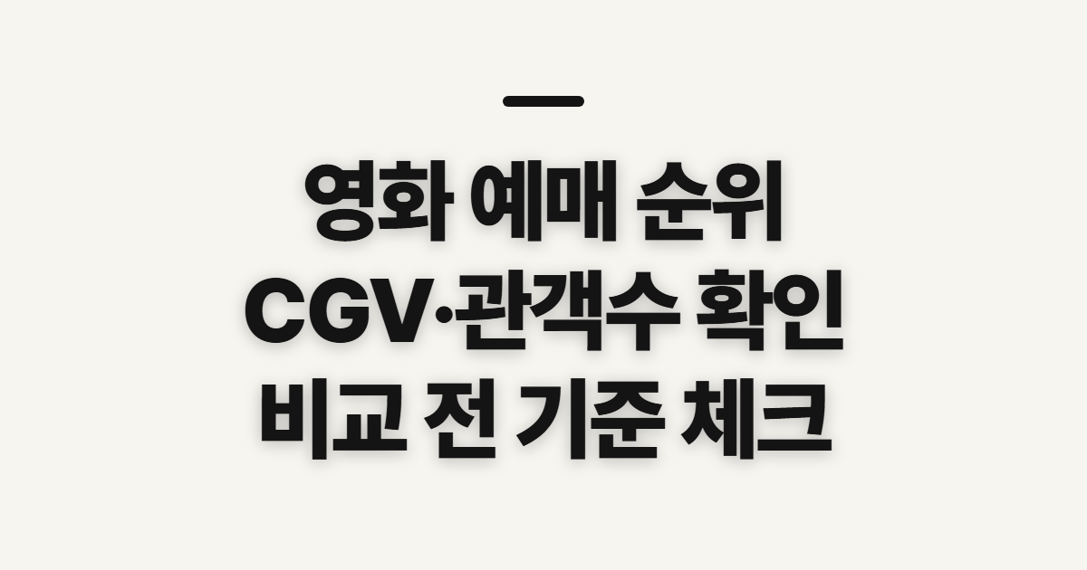 영화 예매 순위, CGV와 한국영화 관객수 비교 전 확인할 기준