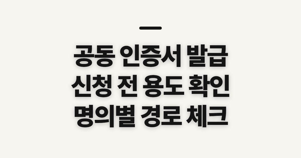공동 인증서 발급, 개인·사업자·법인별 신청 전 확인 사항