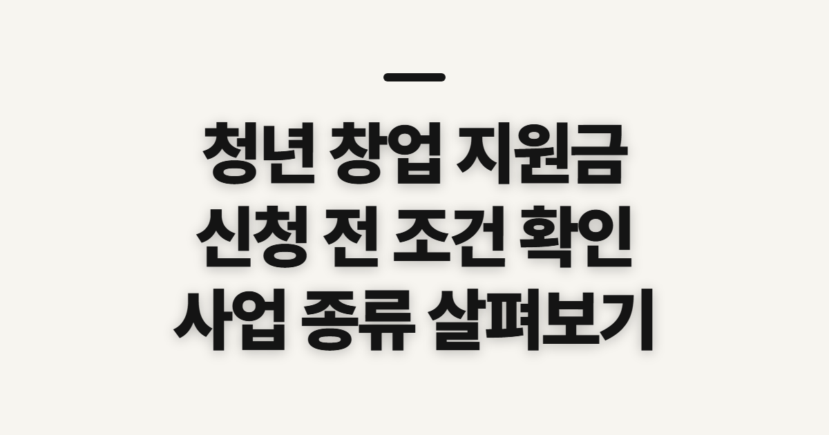 청년 창업 지원금, 신청 조건과 사업 종류 확인 순서