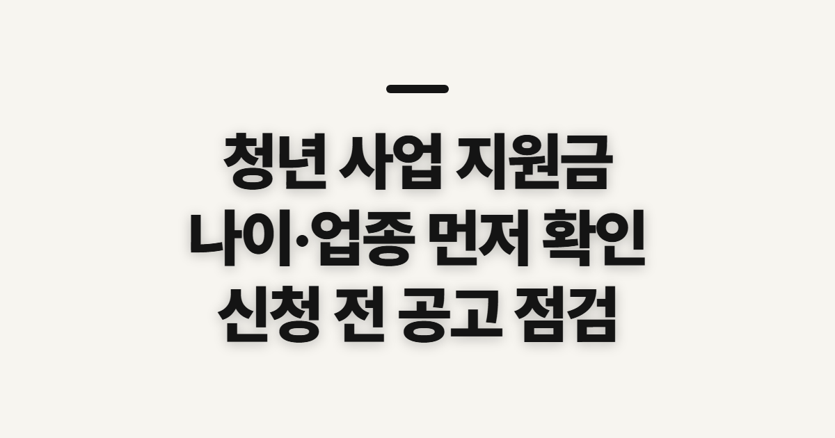 청년 사업 지원금, 나이·업종과 신청 전 확인할 것