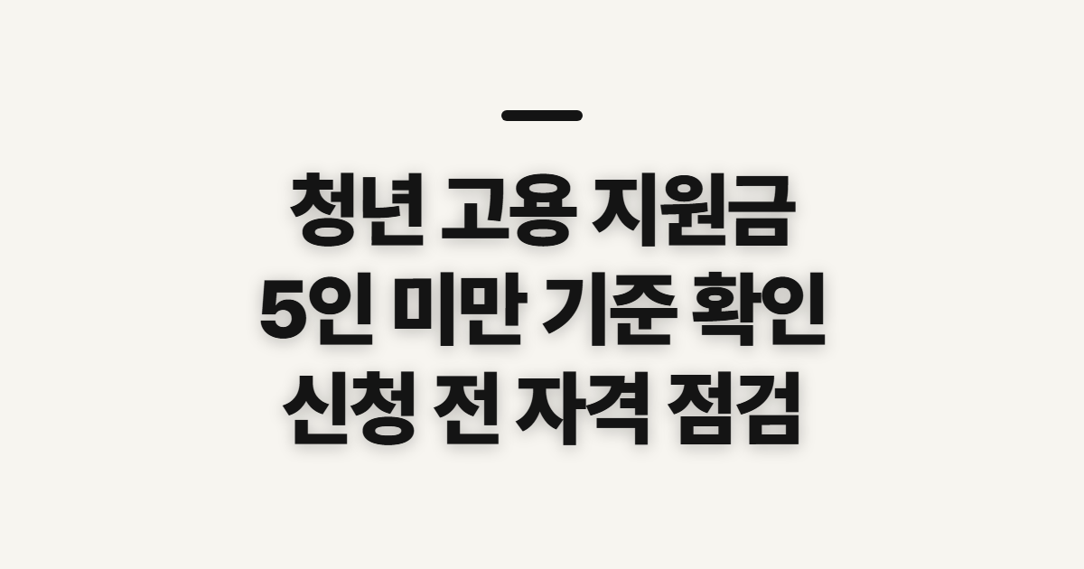 청년 고용 지원금 5인 미만 조건, 신청 전 살펴볼 항목
