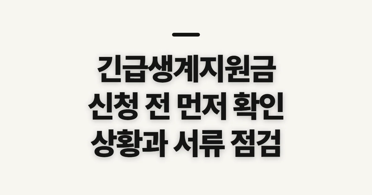 긴급생계지원금, 신청 전 확인할 조건과 준비 순서