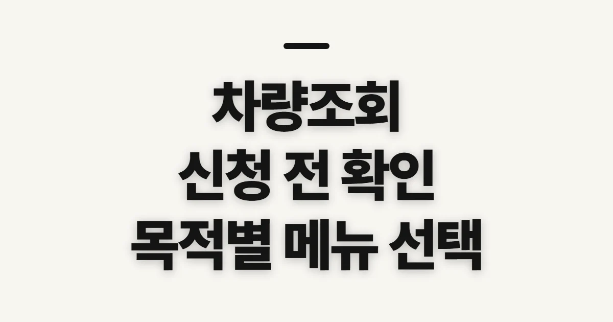 차량조회, 조회 목적별 준비 정보와 신청 전 확인사항