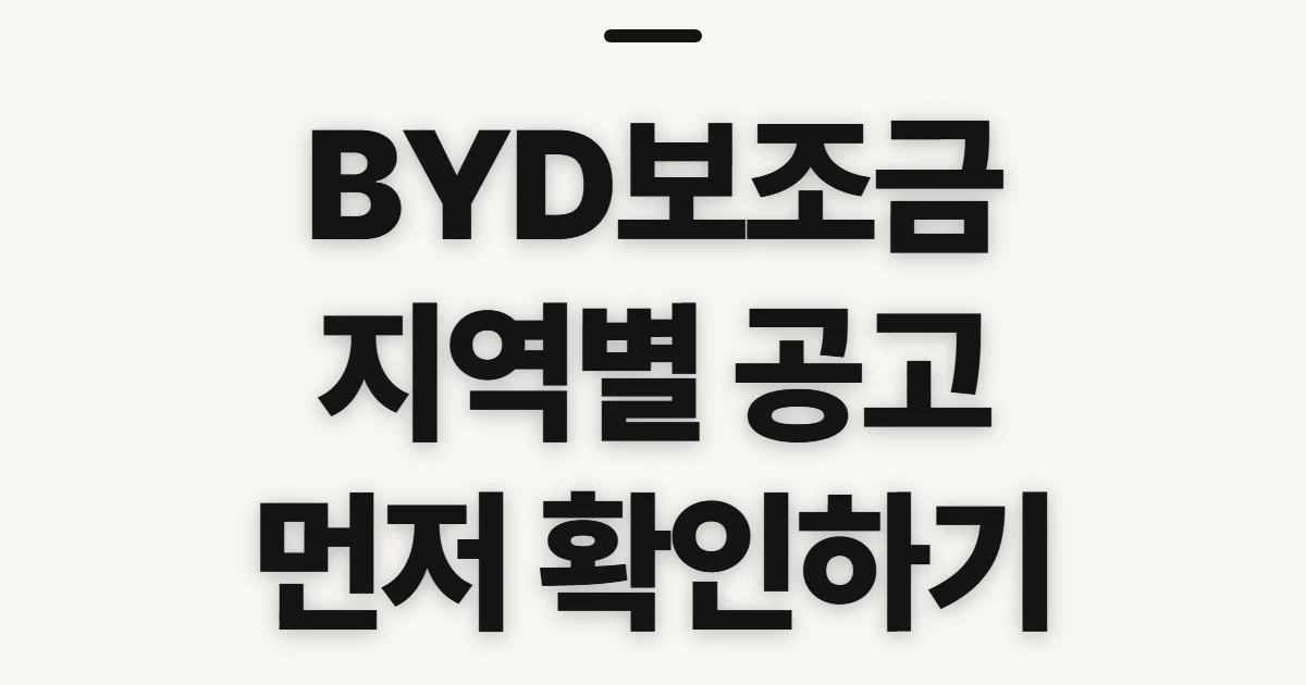 BYD보조금, 모델·지역별 지원 가능 여부 확인 전 점검