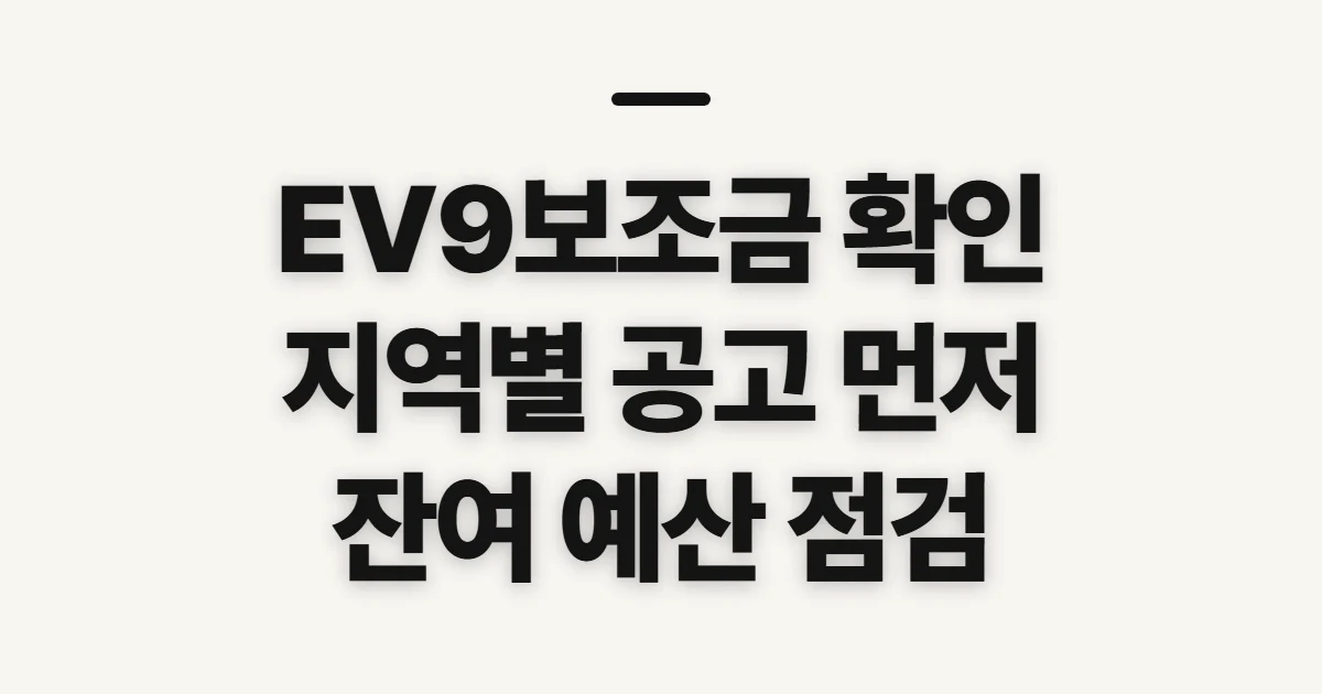 EV9보조금, 지역별 금액과 잔여 예산 확인 전 체크할 점