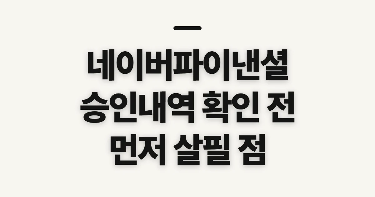 네이버파이낸셜결제내역, 승인 정보 확인 전 살필 점