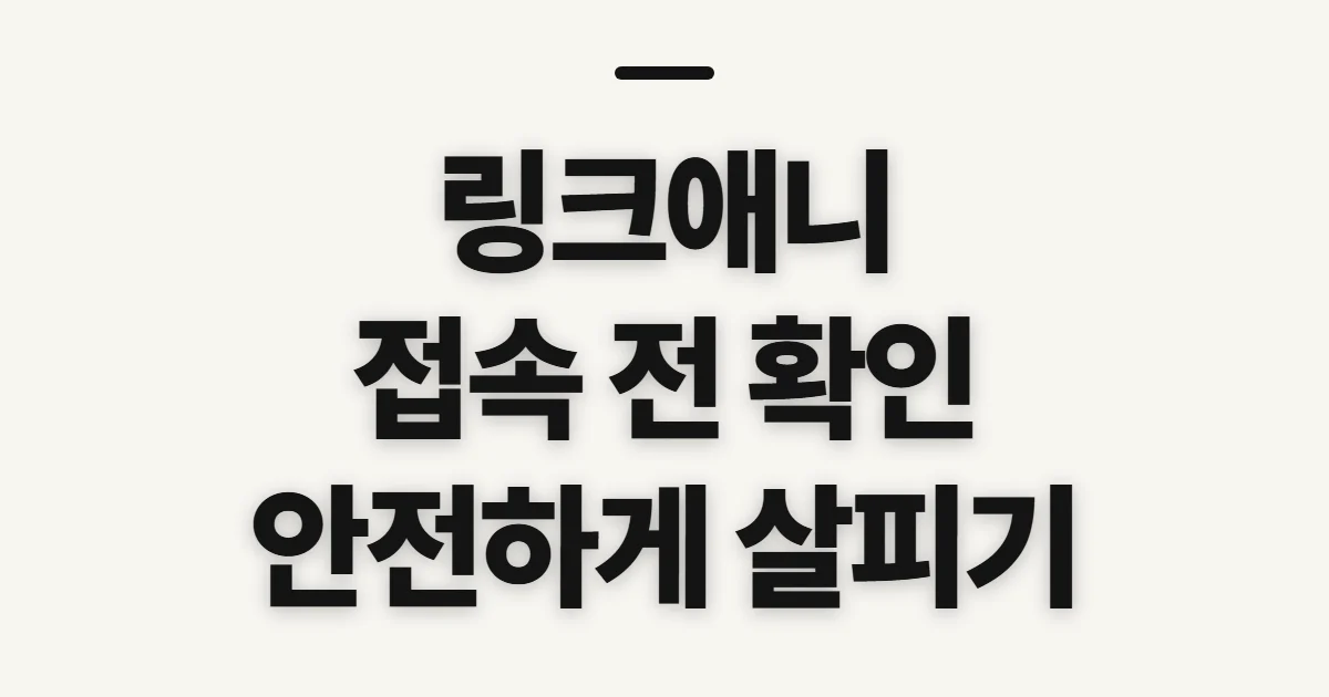 링크애니, 이용 전 접속 경로와 안전성 확인하기