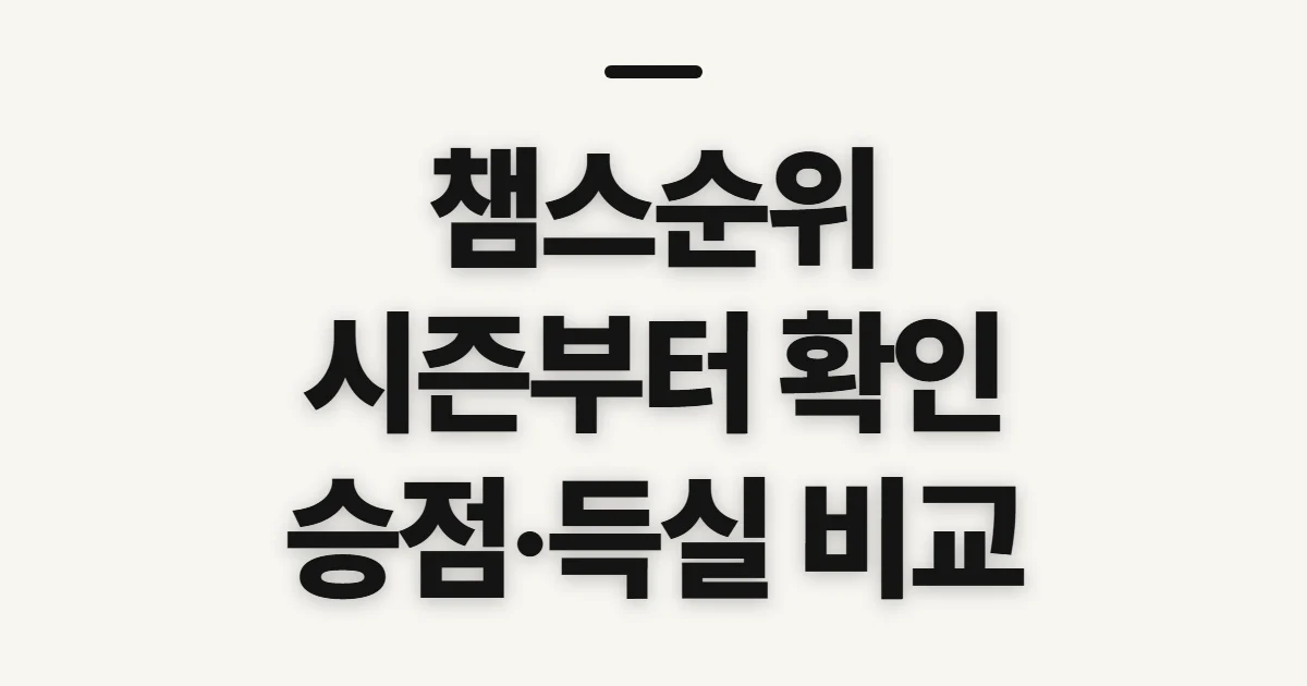 챔스순위, 현재 팀별 성적을 확인하는 기준