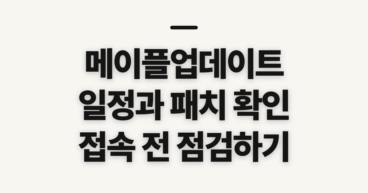 메이플업데이트, 일정과 패치 확인 전 점검할 것