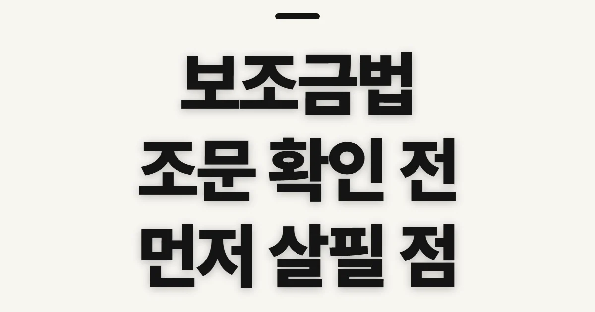 보조금법, 조문과 개정 내용을 확인하기 전 살필 점