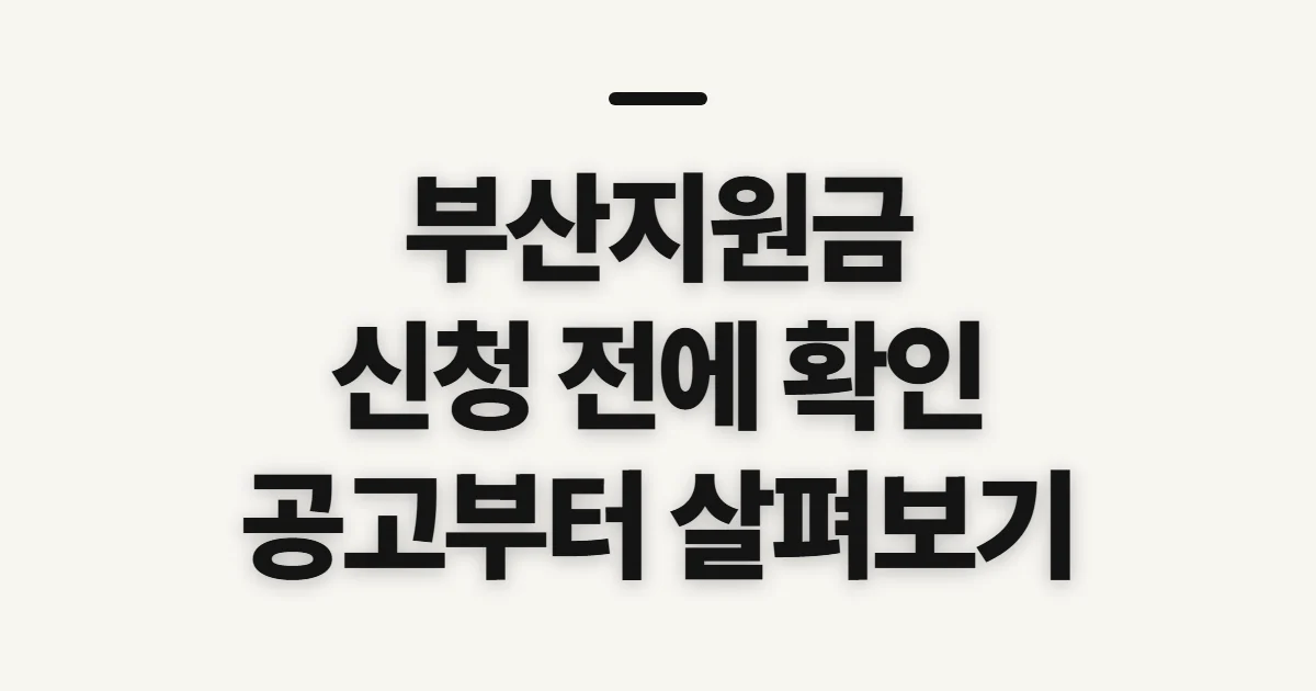 부산지원금, 내게 맞는 사업과 신청 시점 확인하기