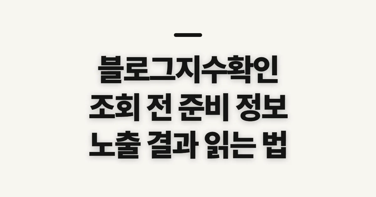 블로그지수확인, 조회 전 노출 상태와 계정 정보 점검