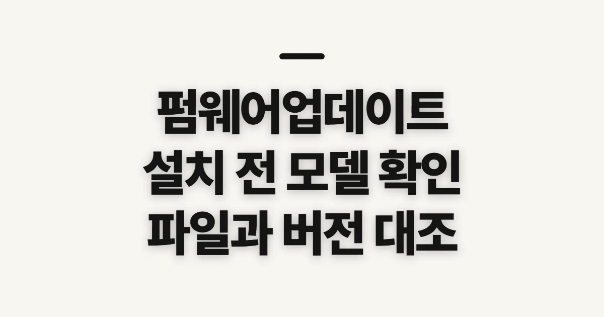 펌웨어업데이트, 모델별 최신 파일과 진행 전 확인사항