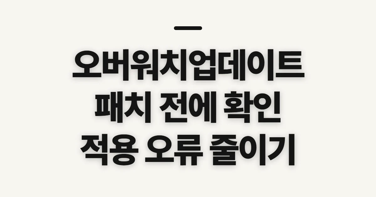 오버워치업데이트, 패치와 적용 전 확인할 점