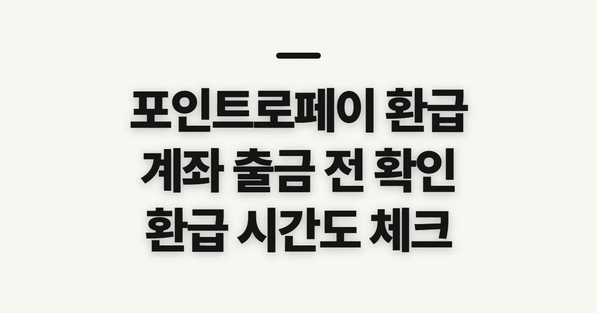 포인트로페이 환급, 계좌 출금 전 확인할 점
