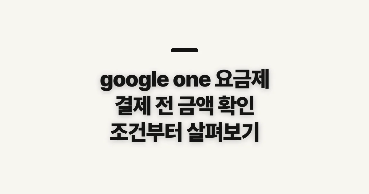 google one 요금제, 결제 전 금액과 산정 기준 확인