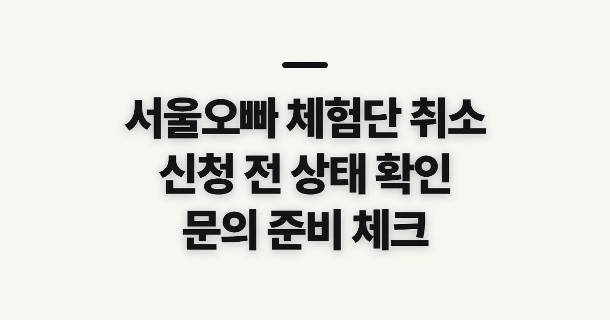 서울오빠 체험단 취소, 신청 철회 전 확인할 진행 상태와 문의 준비