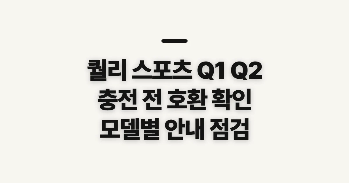 퀄리 스포츠 q1 q2 충전방법, 충전 전 호환 여부 확인
