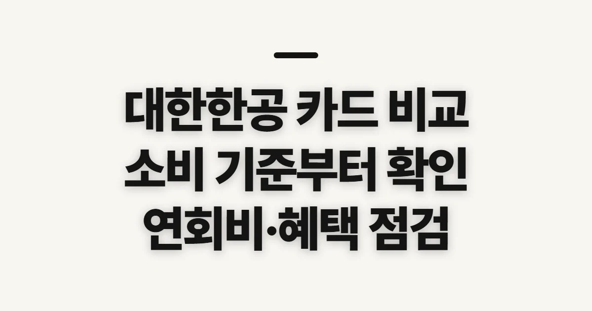대한한공 카드 비교, 소비와 혜택을 따져볼 기준
