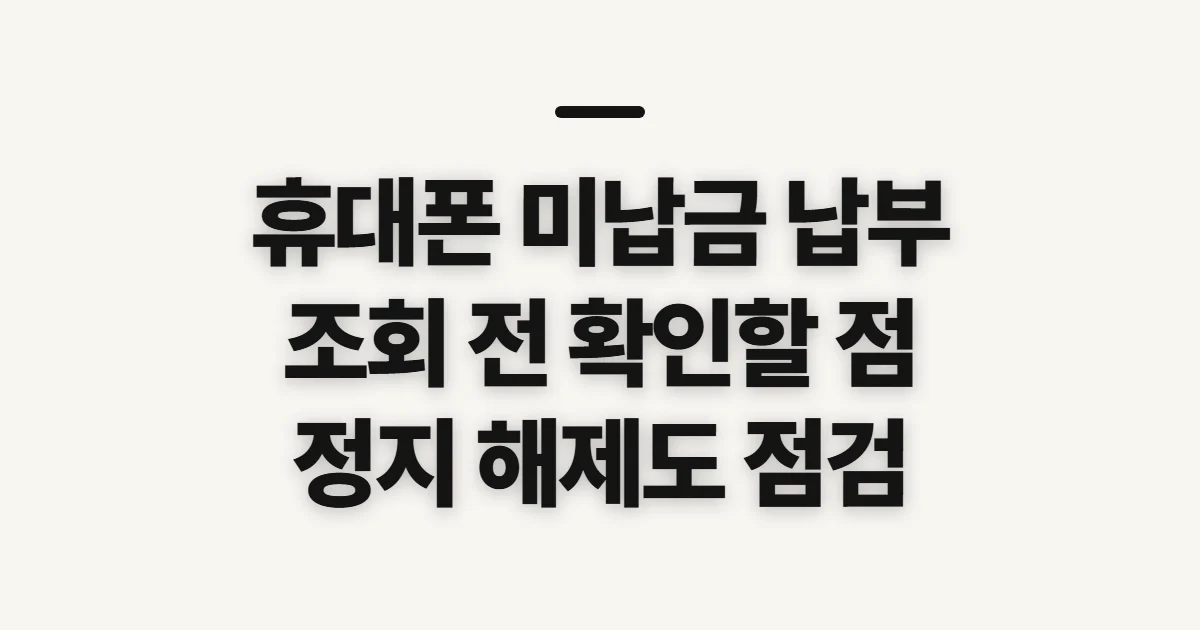 휴대폰 미납금 납부 방법, 조회와 납부 전 확인할 점